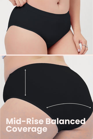 Sera Fine Rib Mid Rise Hipster Pack of 4 - (Blush, Pink, Purple, Black)