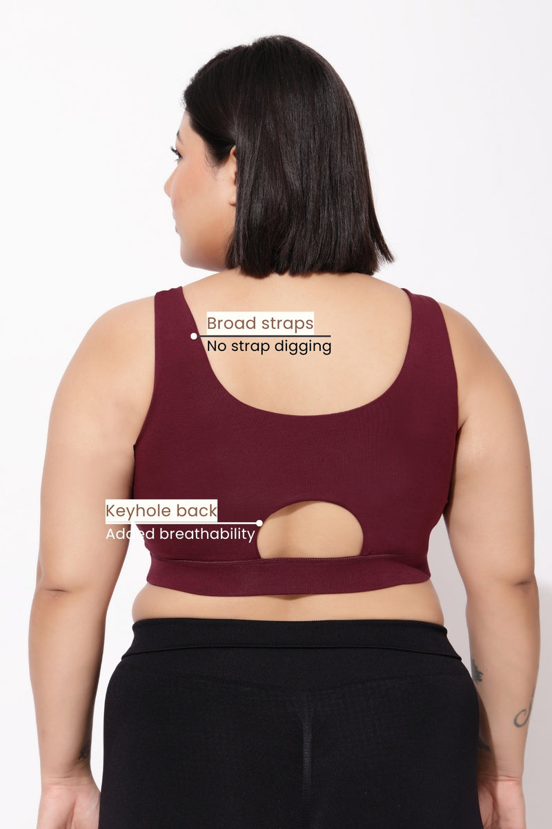 Sculpt & Lift Cotton Sports Bra - Wine