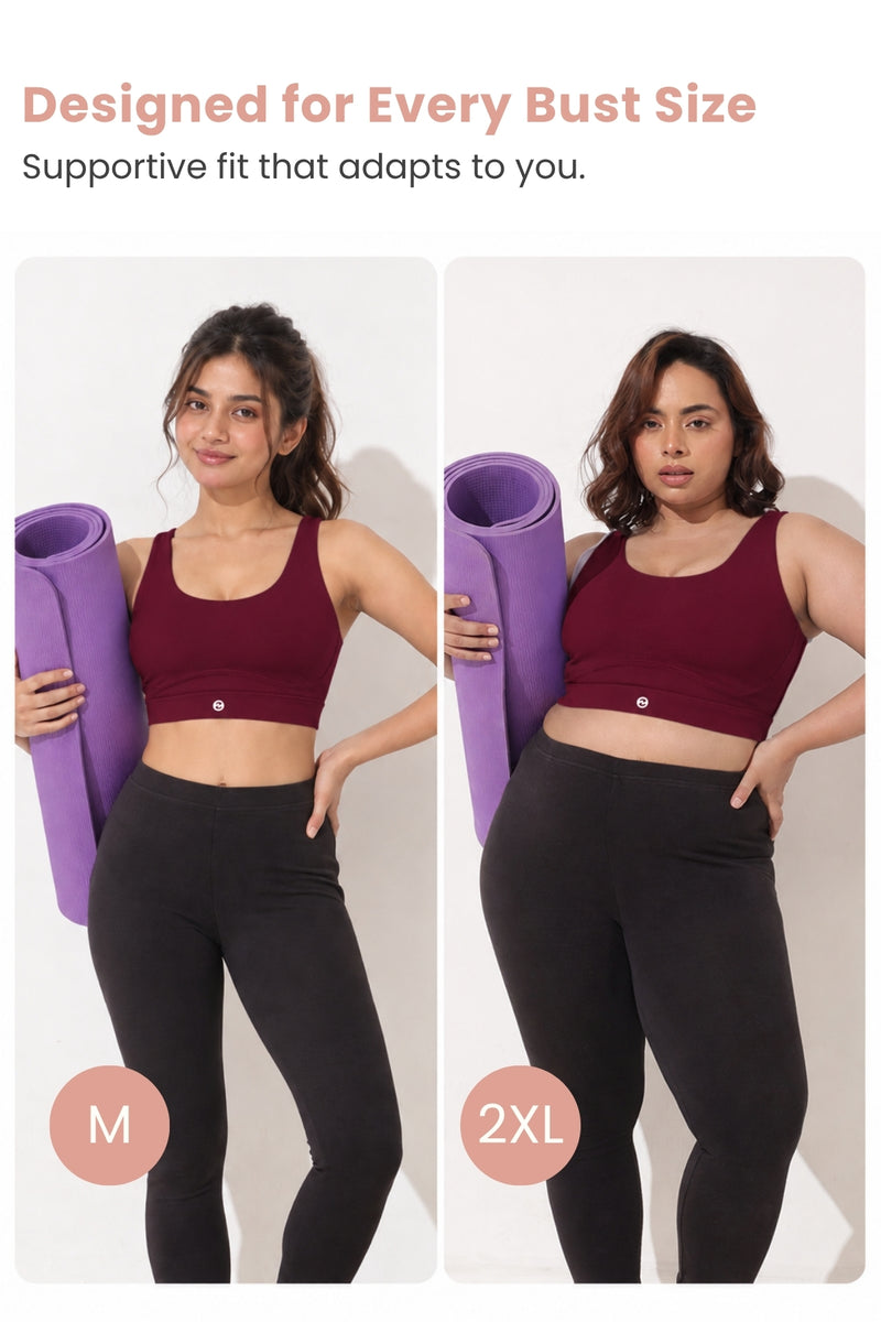 Sculpt & Lift Cotton Sports Bra - Wine