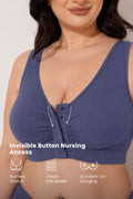 Ruched Invisible Button Nursing Bra - Future Dusk