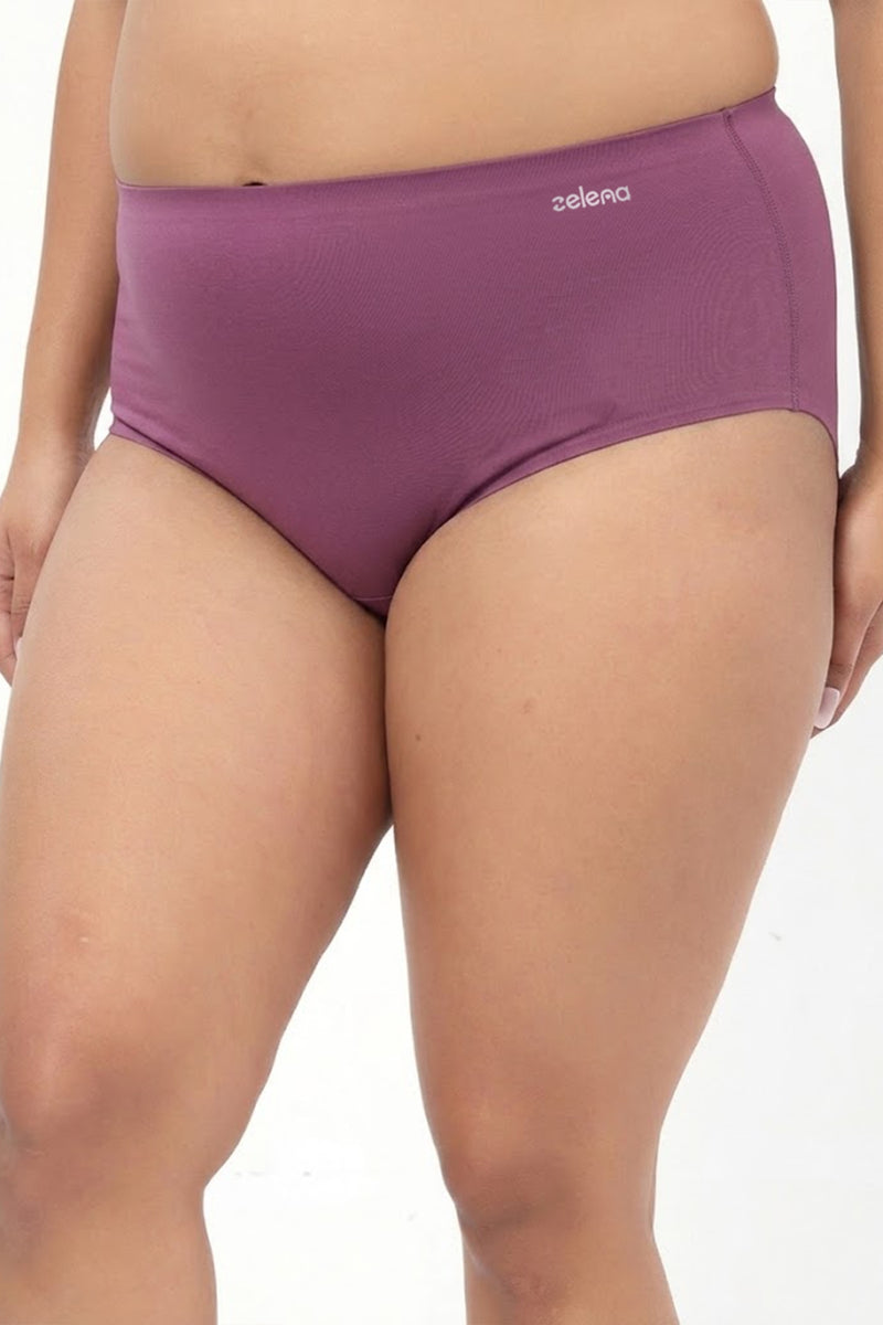 Soft and supportive seamless cotton panty in onion with a comfortable mid-rise fit.