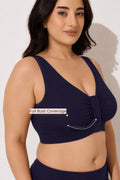 Ruched Invisible Button Nursing Bra - Future Dusk
