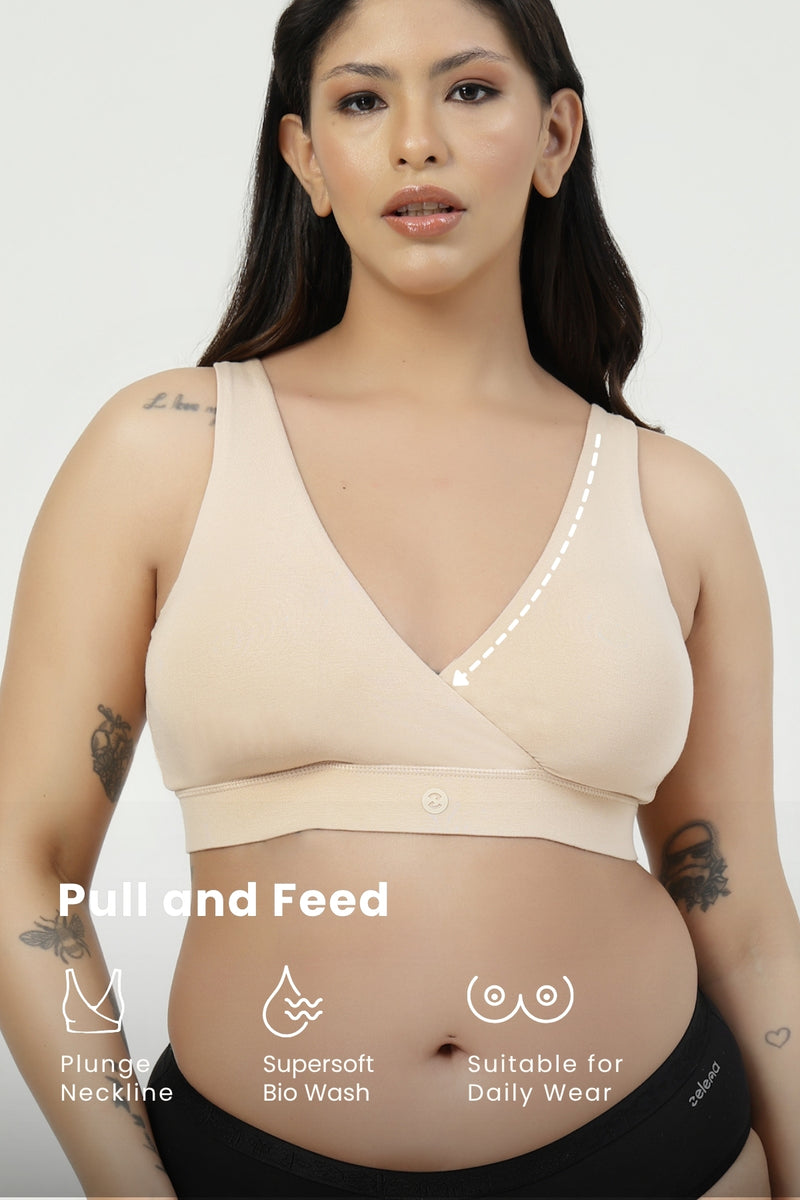 247 (Upgraded) Modal Padded Maternity Feeding Bra - Butter