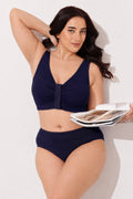 Ruched Invisible Button Nursing Bra - Future Dusk