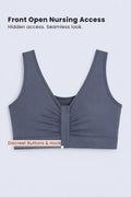Ruched Invisible Button Nursing Bra - Future Dusk