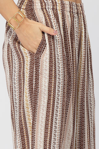 Maternity Zipless Feeding Striped Kurta Set -Coffee Brown