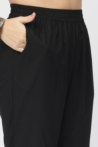 Maternity Zipless Feeding Kurta Set -Black & Maroon