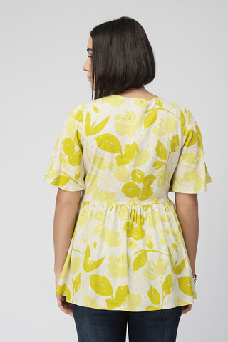 Maternity Gathered Top with Concealed Zip Feeding - Mustard