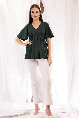 Bottle Green Top; suitable for use during day, home, or outing.