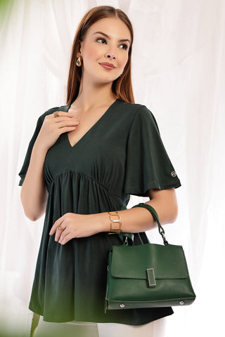 V-Neck Cotton Top; neckline is suitable for easy latch access.