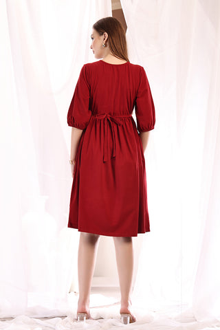 Close Up of Cotton Fabric Detail on Maternity & Nursing Knee-Length Cotton Dress with Pocket