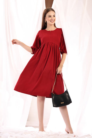 House of Zelena Maternity & Nursing Knee-Length Cotton Dress with Pocket - Trusted by Mothers for Quality