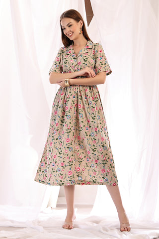 House of Zelena Floral Printed Zipless Feeding Shirt Dress - Trusted by Mothers for Quality