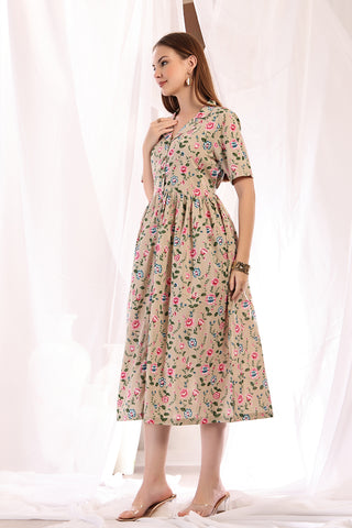 Practical Rayon Feeding Dress with Pockets - Floral Printed Zipless Feeding Shirt Dress