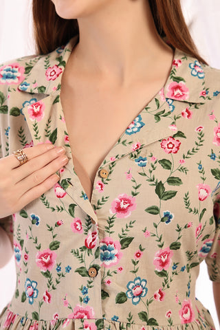 Side Profile of Light Pink Nursing Dress showing Feeding Zips & Pockets & Fit