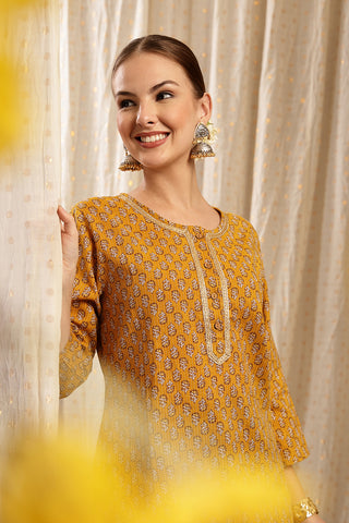 Ocher Booty Cotton Top; pure cotton material is soft on skin and lightweight.