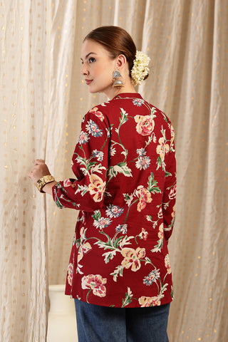 Maroon Feeding Top; zipless access ensures simple and quick nursing.