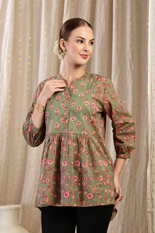 Interior view of Maternity Zipless Feeding Peplum Top - Sage showing Zipless.