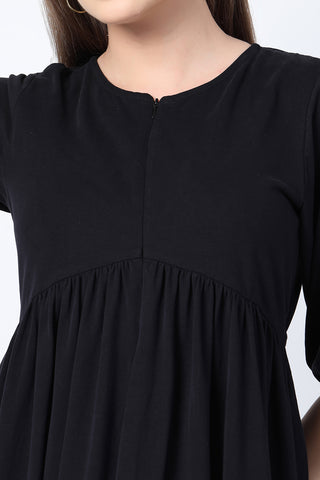 House of Zelena Maternity & Nursing Knee-Length Cotton Dress with Pocket - Trusted by Mothers for Quality