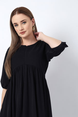 Studio Shot of Maternity & Nursing Knee-Length Cotton Dress with Pocket showing Cotton Design Quality