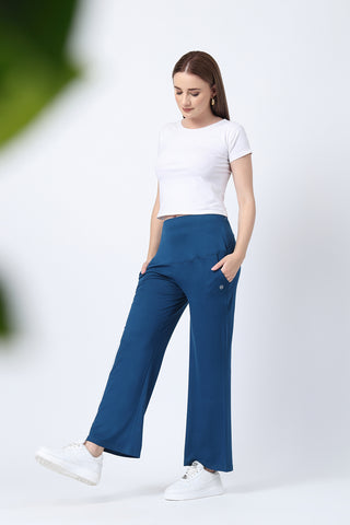 Deep Teal High Waist Pants; panel provides abdominal support postpartum.