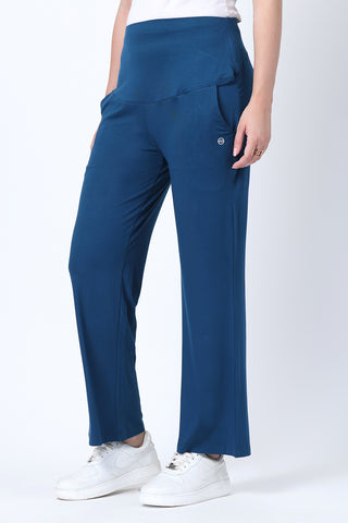 Deep Teal Maternity Pants with Pockets; utility design adds convenience.