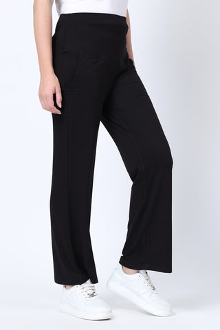 Black Maternity Pants; solid color is versatile for pairing with shirts and kurtis.
