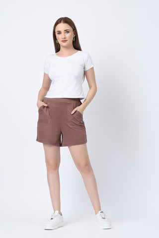 Mocha Maternity Nursing Top & Shorts Set