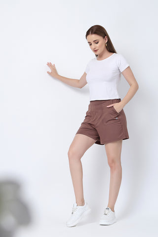 Mocha Maternity Nursing Top & Shorts Set
