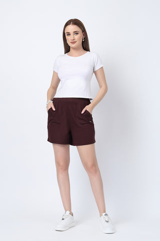 Dark Chocolate Shorts; designed to provide flexibility and support through all stages of pregnancy.