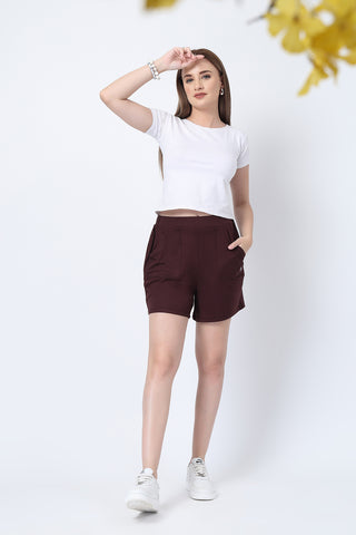 Dark Chocolate Shorts; breathable fabric is suitable for gentle support after delivery.