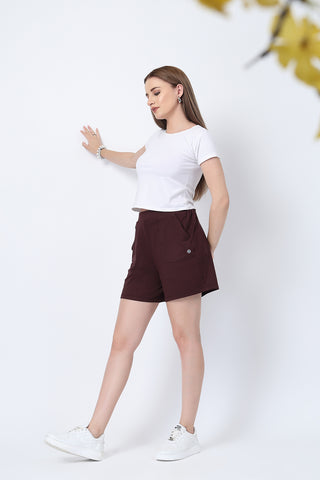 Dark Chocolate Shorts; buttery soft fabric offers all-day comfort for sensitive skin.