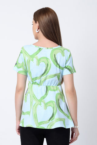 Close-up of pista Maternity Tops showing Zipless for easy nursing access.