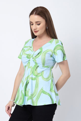 Floral Maternity Top for Zipless Feeding - Pista in pista made with soft Cotton fabric.