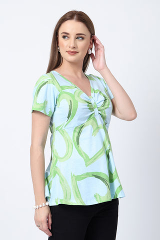 Interior view of Floral Maternity Top for Zipless Feeding - Pista showing Zipless.