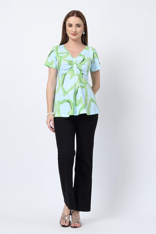 Side or angle view of Floral Maternity Top for Zipless Feeding - Pista showing the Maternity Tops silhouette and fit.