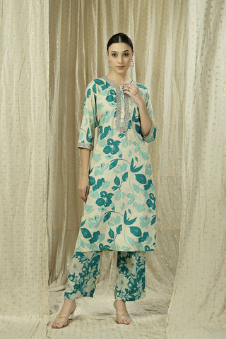 Zipless Feeding Kurta-Pant Set - Teal