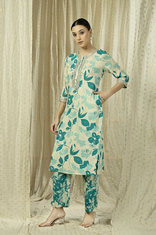 Zipless Feeding Kurta-Pant Set - Teal