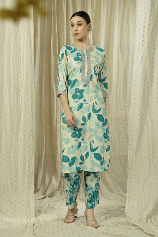 Zipless Feeding Kurta-Pant Set - Teal