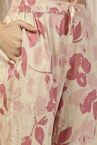 Comfort-focused image of the Embroidered Zip Kurta-Pant Rayon Kurta Set, designed for style through pregnancy and postpartum.