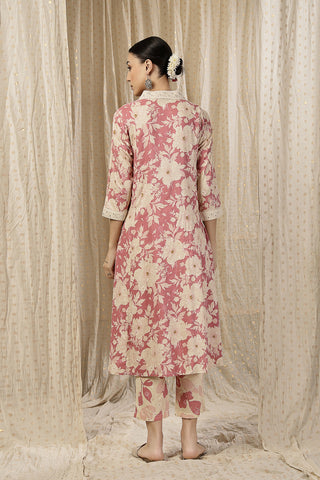 Close-up of the Convenient Feeding detail on the Embroidered Zip Kurta-Pant set, highlighting discrete feeding access.