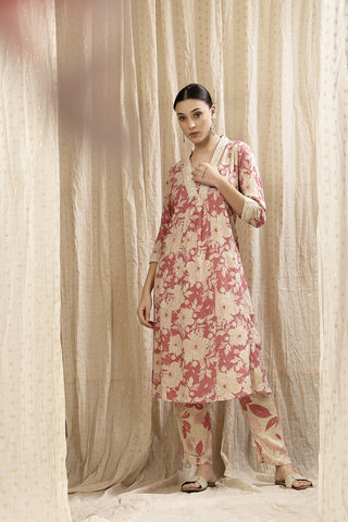 High-quality image of the Rayon texture and finish of the Embroidered Zip Kurta-Pant Kurta Set.