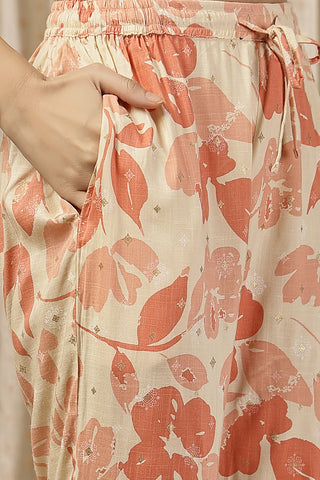 Comfort-focused image of the Embroidered Zip Kurta-Pant Rayon Kurta Set, designed for style through pregnancy and postpartum.