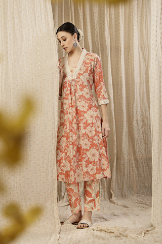 High-quality image of the Rayon texture and finish of the Embroidered Zip Kurta-Pant Kurta Set.