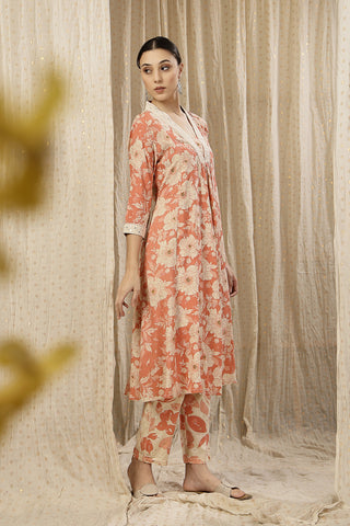 High-quality image of the Rayon texture and finish of the Embroidered Zip Kurta-Pant Kurta Set.