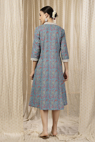 Close Up of Rayon Fabric Detail on Floral Rayon Midi Dress with Feeding Zip and Pockets