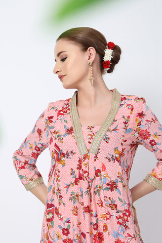 Detail of Hidden Feeding Zips & Pockets on Floral Rayon Midi Dress with Feeding Zip and Pockets for Breastfeeding