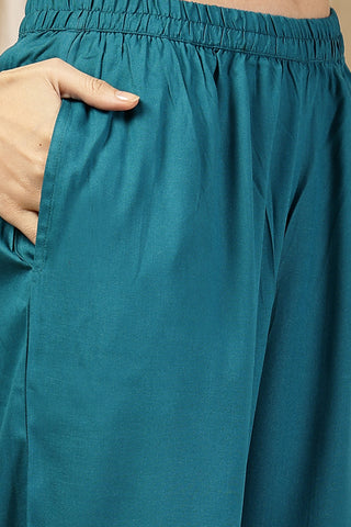 Comfort-focused image of the Embroidered Floral Foil Rayon Kurta Set, designed for style through pregnancy and postpartum.