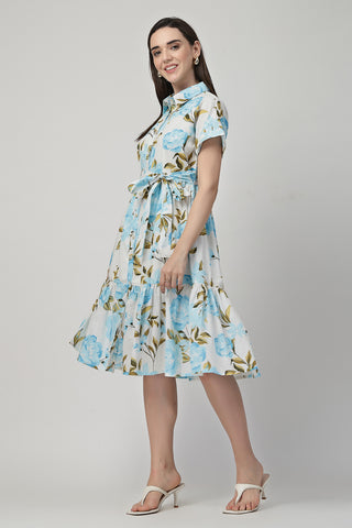 House of Zelena Printed Tiered Cotton Poplin Zipless Feeding Shirt Dress - Trusted by Mothers for Quality