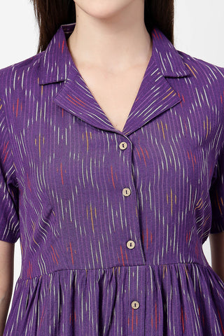 Soft Cotton Texture of Ikat Print Zipless Feeding Dress - Breathable & Comfy